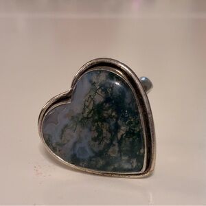 Moss agate sterling silver ring sz. 9.5